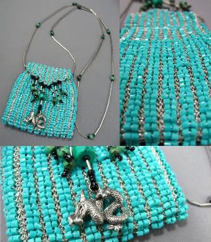 Turquoise Amulet Bag by Le Beadoir