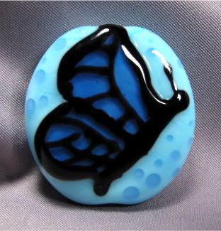 Blue Butterfly Lampwork Bead by Ema K Designs