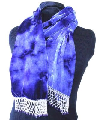 Blue Velvet Wrap with Bead Fringe by Goblins' Market