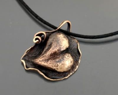 Chased Bronze Heart Pendant by The Leafylady