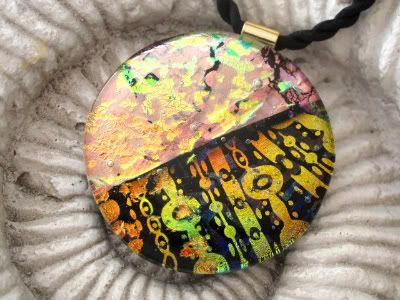Combination Dichroic Fused Glass Pendant by CCValenzo