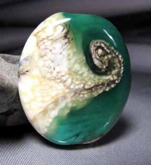 Green Swirled Lampwork Bead by Ema K Designs