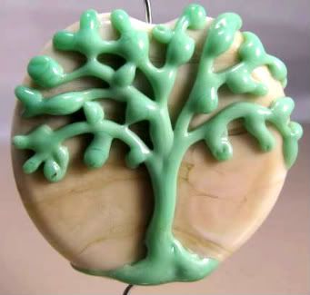 Green Tree of Life Lampwork Bead by Ema K Designs