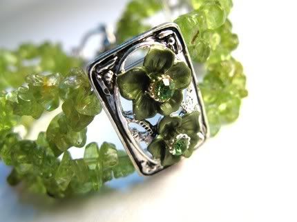 Green Peridot Beaded Bracelet by Joan Hunter Handmade