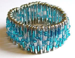 Turquoise Shimmer Safety Pin Bracelet by Sugarberry Delights