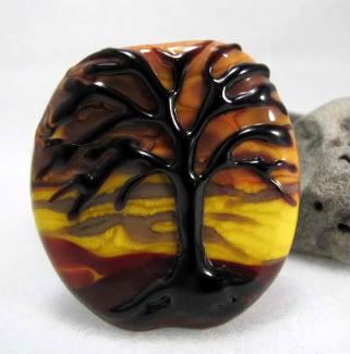 Sunset Tree of Life Lampwork Bead by Ema K Designs