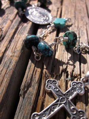 Turquoise and Silver Rosary by 123 Little Indians