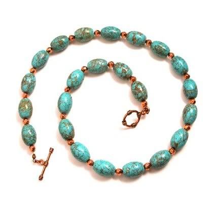 Chunky Turquoise and Copper Necklace by Joan Hunter Handmade