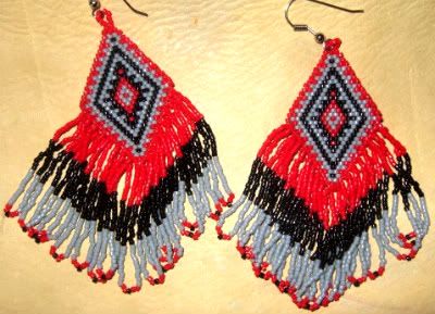 Navajo Rug Pattern Beadwork Earrings by Wooley Creek