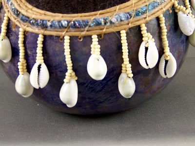 Beaded Gourd Bowl with Cowries by Wet Dog Studios