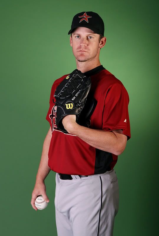 Although not very visible here Roy Oswalt sports a huge bulge on game days
