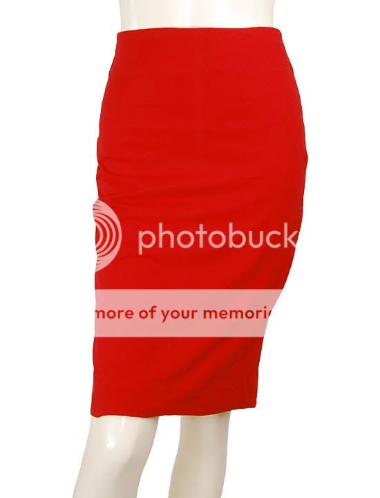Red 50s Rockabilly High Waisted Pencil Rock Skirt S