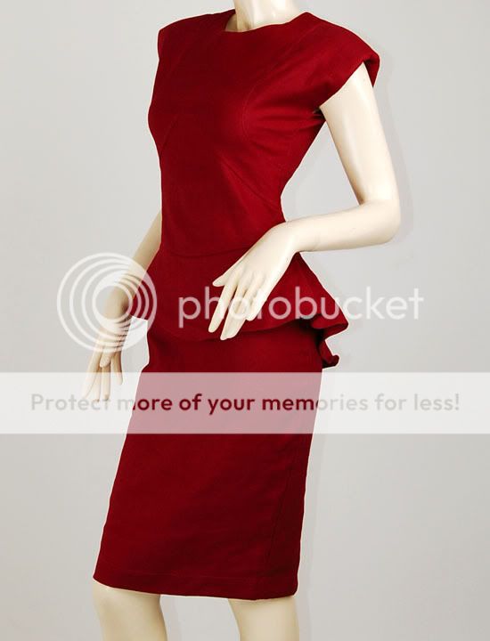 Maroon Red Gossip Girl Blair Waldorf Peplum Rockabilly Pencil Dress