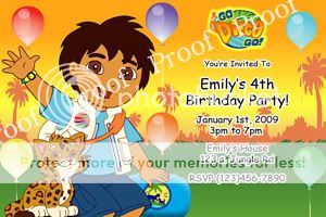 Scooby Doo / Go Diego / Curious George Invitations  