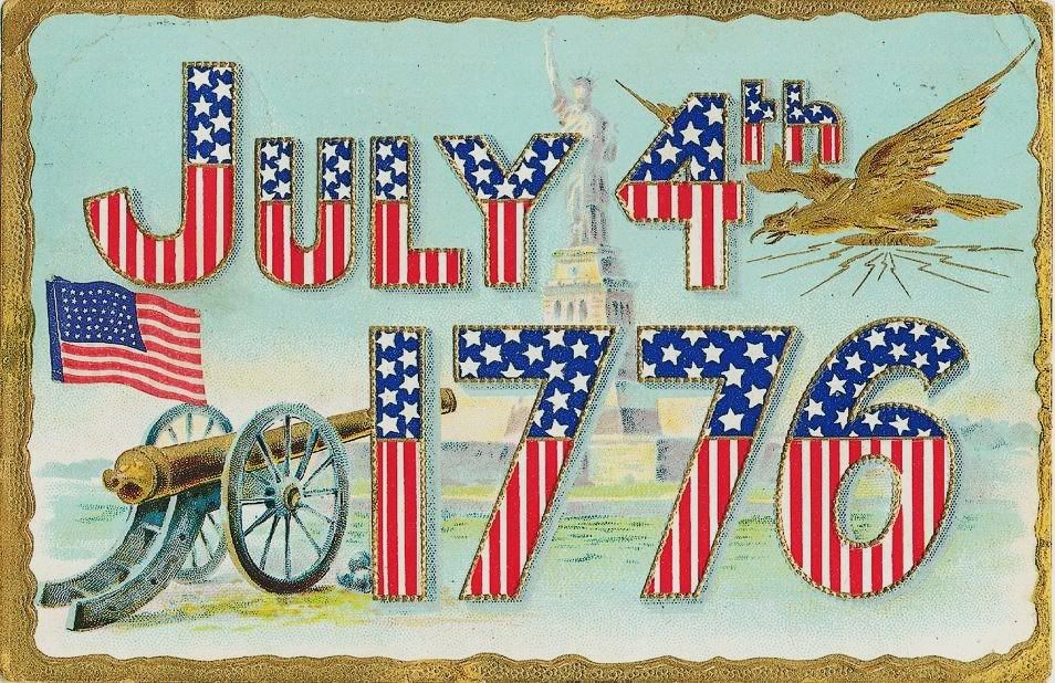 Vintage 4th of July Fabric Block Postcard Image on Fabric 1776 Uncle ...