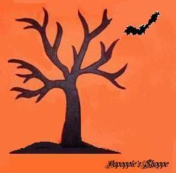 Stencil Halloween Tree Bat Spooky Crafts Signs  