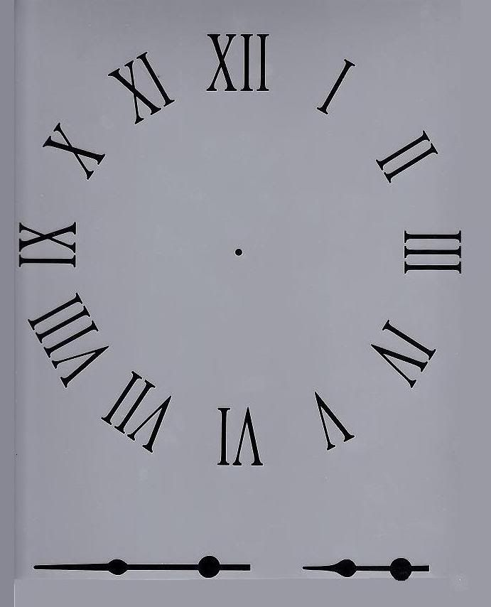Clock Stencil Roman Numerals 8 by 8 Free Ship  