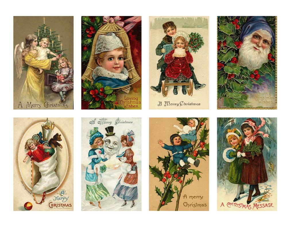 Vintage Postcard Stickers Christmas Adorable 16 Total