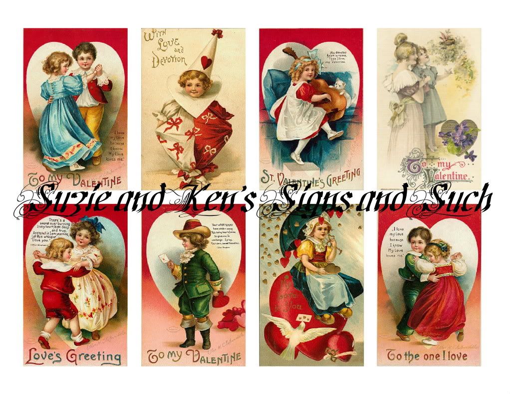 Vintage Victorian Valentines Day Stickers Hearts Cupid  