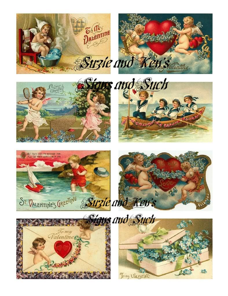 Vintage Victorian Valentines Day Stickers Hearts Cupid  