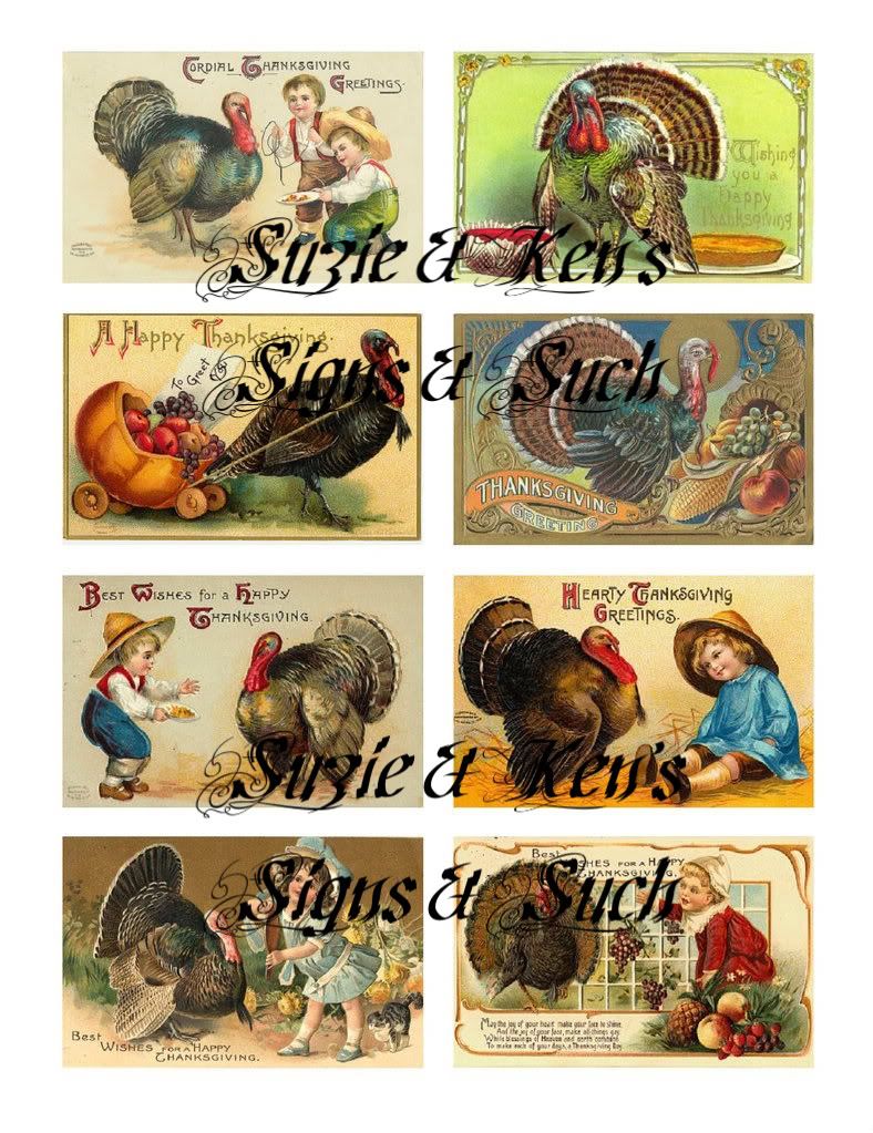 Thanksgiving Vintage Scrapbook Postcard Stickers 16  